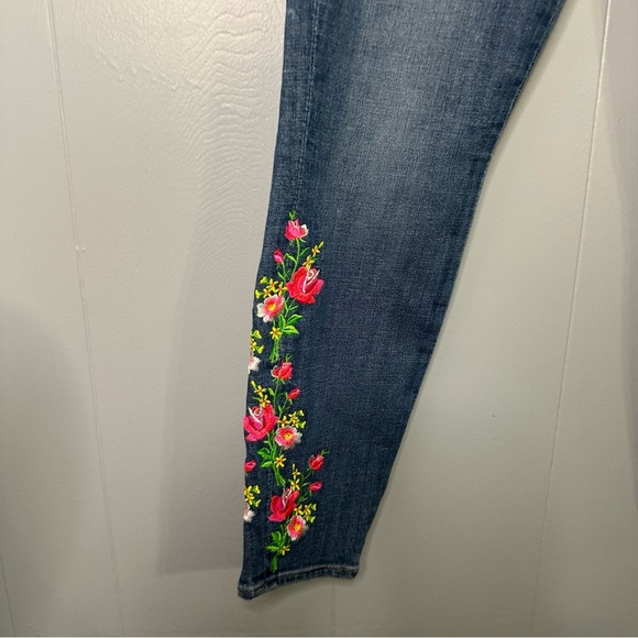 7 For All Mankind Floral Embroidered Skinny Jeans 27 High Waist Y2K - Picture 10 of 12